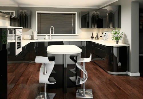 Handleless high gloss black