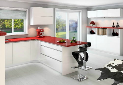 Handleless high gloss white