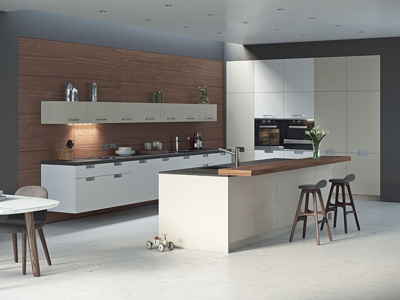 vinyle doors Prague - Super Matt Mussel & Frost White